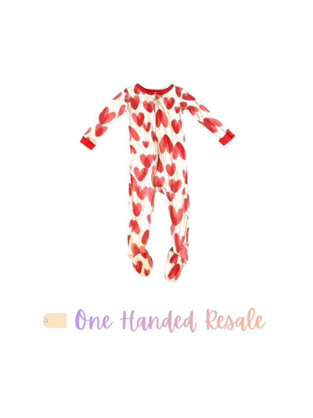 ♥️ Carter’s White Footed Sleeper w/ Large Red Watercolor Hearts Valentines 24M
